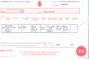 Birth Registration of Emily Seller