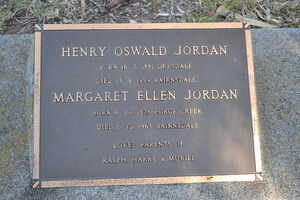 Memorial plaque: Henry and Margaret Jordan