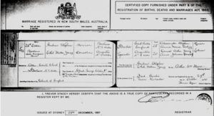 marriage certificate of Andrew STEPHEN and Ethel Melba YOUNG