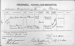 Marriage Record of Robert Jacobus Mans and Susara Johanna Susanna Beukes