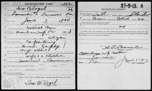 Ira B Vogel, World War I draft registration card
