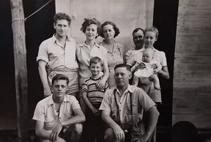 Hilary & Philip Rathmell and baby Ross, plus her parents Les & Kathleen Adams, plus younger brother Robert and little brother John, with older sister Patricia & her husband Rex