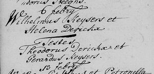 Marriage registration Wilhelmus Keijsers & Helena Derickx, Horst 06 Feb 1765