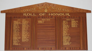 Roll of Honour, College Rifles, Rugby Union Football & Sports Club, Auckland