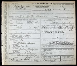 Death Certificate Virginia 1928 - Ira Butler Roark