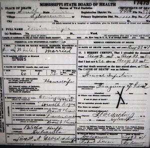 Mina (Rogers) Keyes Death Certificate