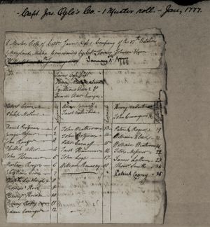 American Revolution - Cpt. James Ogle Muster Roll, (Jan 1777)