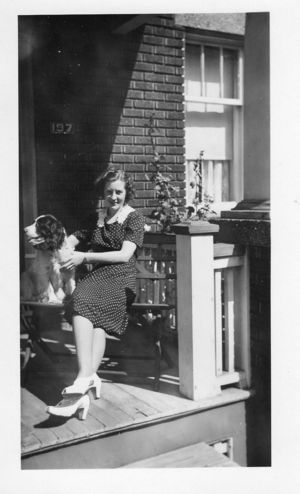Agnes Catherine (Fox) Milks on porch