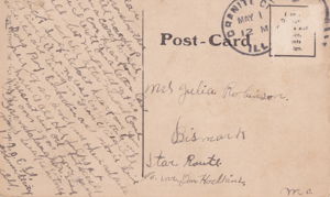 Postcard to Mrs Julia Robinson from grandaughter, Mrs Lucy Whitney