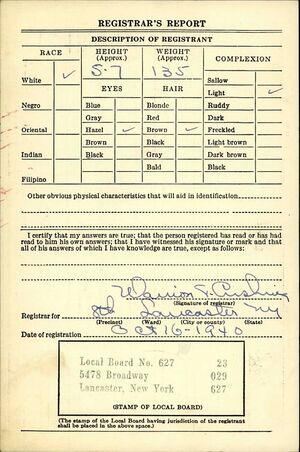 Draft Card, October 1940 (side two)