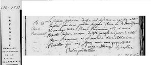 Pierre Pinsonneau, bapt 16 Sept 1726. et naiss 15 sept 1726 Laprairie, Québec