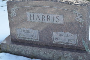 Lowell B. & Rachel Irene (Jolliff) Harris's Tombstone.