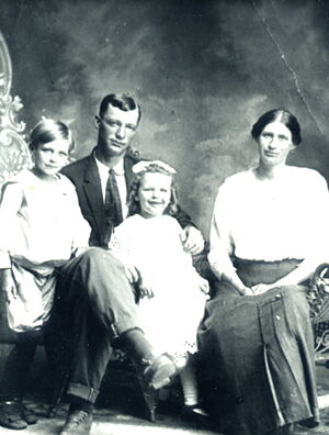 Robert and Mary Etta Mayes Storie with children Raymond and Bertie Storie