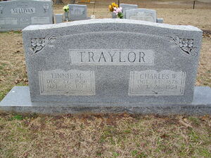 Charles Whitney Traylor and his wife, Linnie McLaughlin Traylor, headstone
