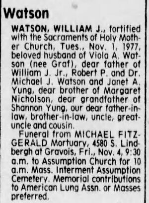 Obituary for William J Watson