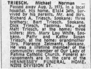 Michael Triesch Obituary, Spokane Spokeman-Review