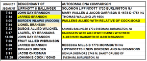 AUTOSOMAL DNA COMPARISON BALLINGER / LIPPINCOTT