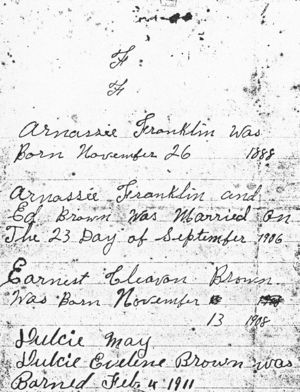 Arnassie Franklin Brown family record