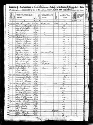1850 Census Arrington, Johnson, Eskridge, Aston, Keebler, Lovegrove?, Beals, Engle in Tennessee