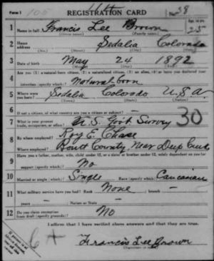 WWI draft Reg card