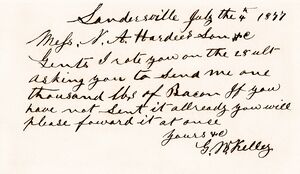 1877 Postcard Letter of George Washington Kelley, Sr.