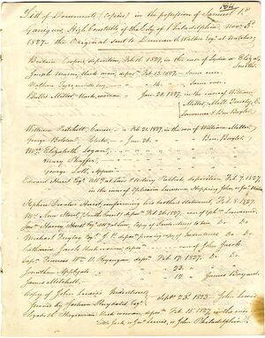 1827-11-03, List of documents in the possession of Samual P. Garrigues, Page 1