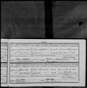 Marriage record of James Wilkinson Hope and Elizabeth Gregory