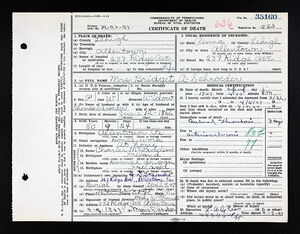Mrs. Bridget A. (McFadden) Schroeder Death Certificate
