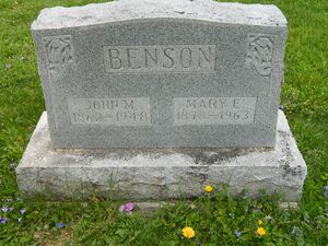 John M Benson Sr. & Mary Elizabeth Smith Grave Stone