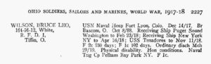 WWI Service Record for Bruce Leo Wilson