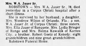 Obituary for Emma Goetz Jauer