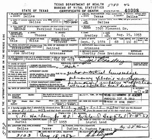 Death Certificate of Thomas C. Bradley