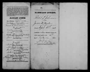Robert T. Johnson & Josie E Hyder - Marriage License