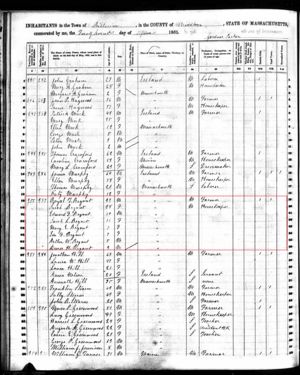 Royal Turner Bryant & Sarah (Hartwell) Bryant family, 1865 census