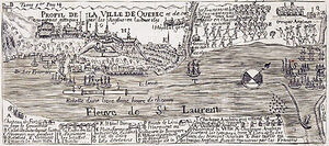 Drawing depiction the 1690 Battle of Quebec.