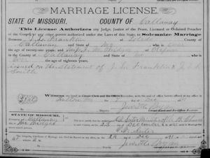 JL Franklin and IM Bridges marriage record