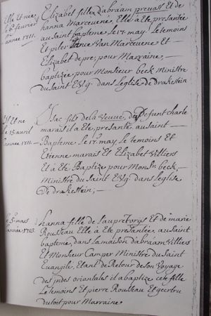 Baptismal record Hanna Pretorijs : 1713-03-05