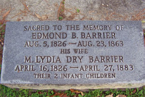 Edmond Barrier and Lydia Dry Barrier gravestone