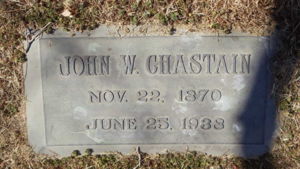 John W. Chastain, grave stone