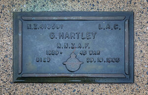 Plaque at Tokoroa for George Hartley