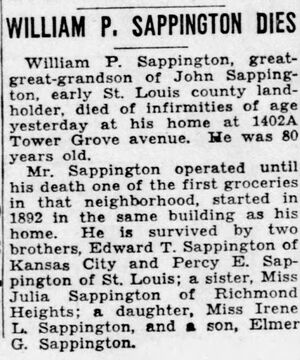 Obituary for William P Sappington