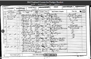 1861 Census Record for Foulger Burdett and family at Horsford
