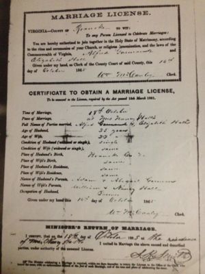 Elizabeth Hall & Alfred Garman Marriage License