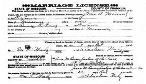 Marriage License - John A Meissert-Anna Grine