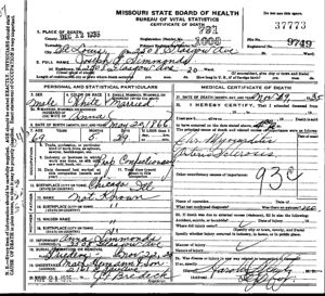 Joseph Simmonds Death Certificate