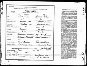 Mariage Paul Adam et Elise Reaume 13 May 1912 - Notre Dame du Lac, Essex, Ont.