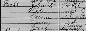 John W Focht household, 1910 US census
