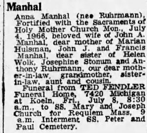 Obituary for Anna Manhal