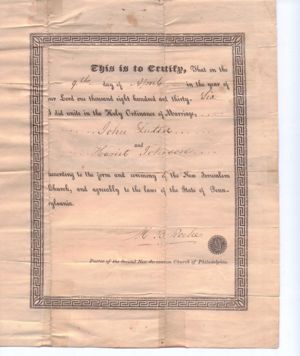 Marriage Certificate of John Lutier & Harriet Johnson