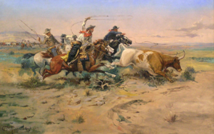A classic image of the American cowboy, as portrayed by C.M. Russell